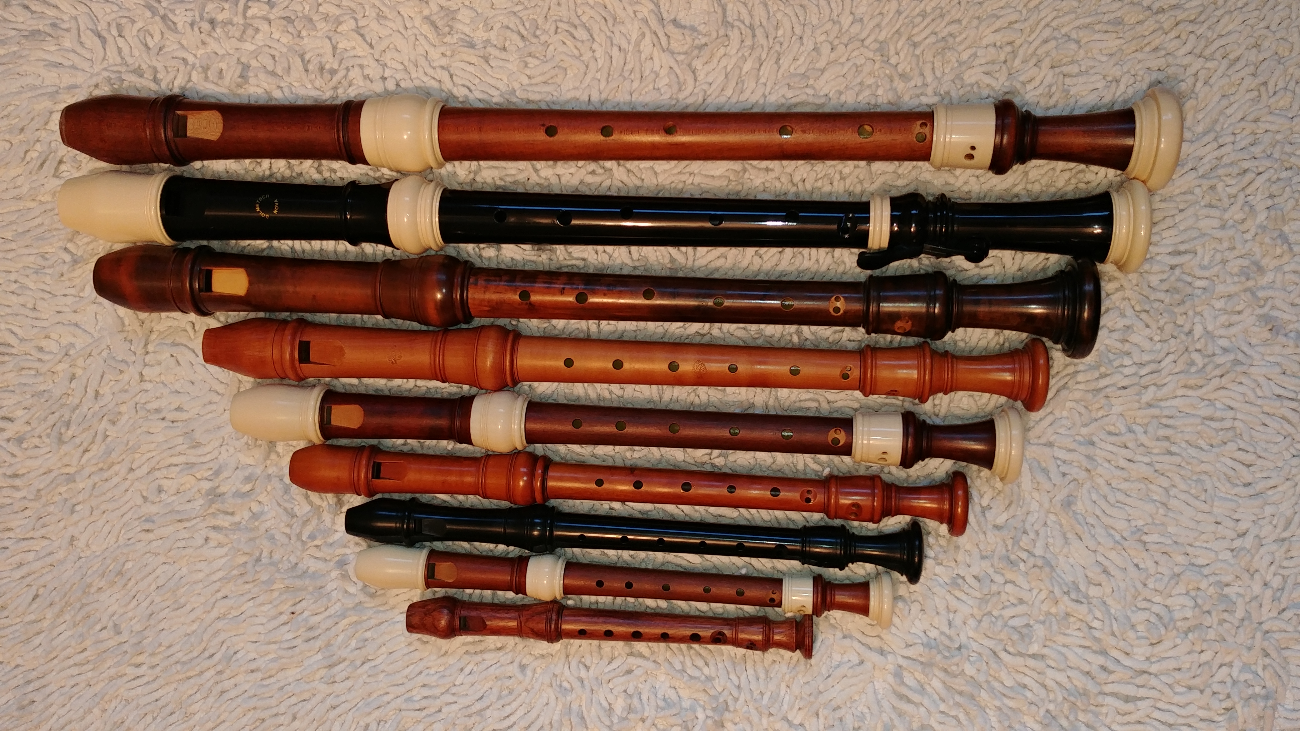 Various sizes of recorder